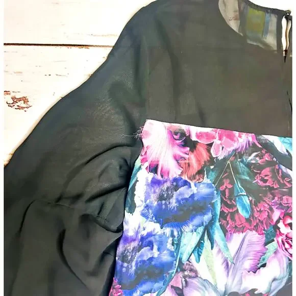 CeCe Floral Ruffle Sleeve Shift Dress Size 6 - Picture 11 of 12